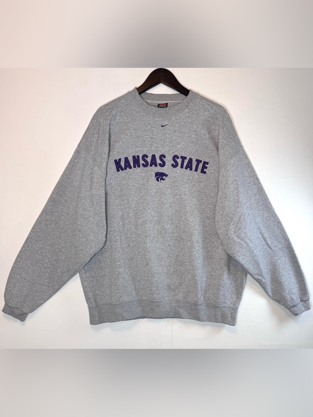 Vintage Nike KSU Wildcats heavyweight sweatshirt embroidered size XL gray 90s